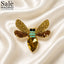 BROOCH DRAGONFLY TOPAZ BROWN GLITTER TEADROP GOLD
