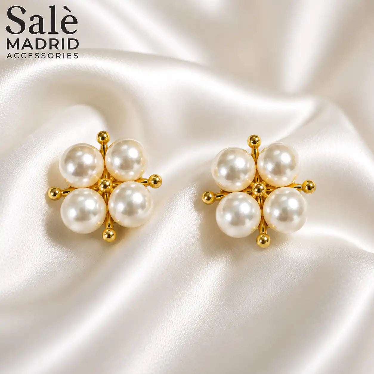 BUTTON CLIPS PEARL CLUSTER PEARLS SILVER