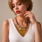 Necklace Medium KC Gold/Black Leather Cord