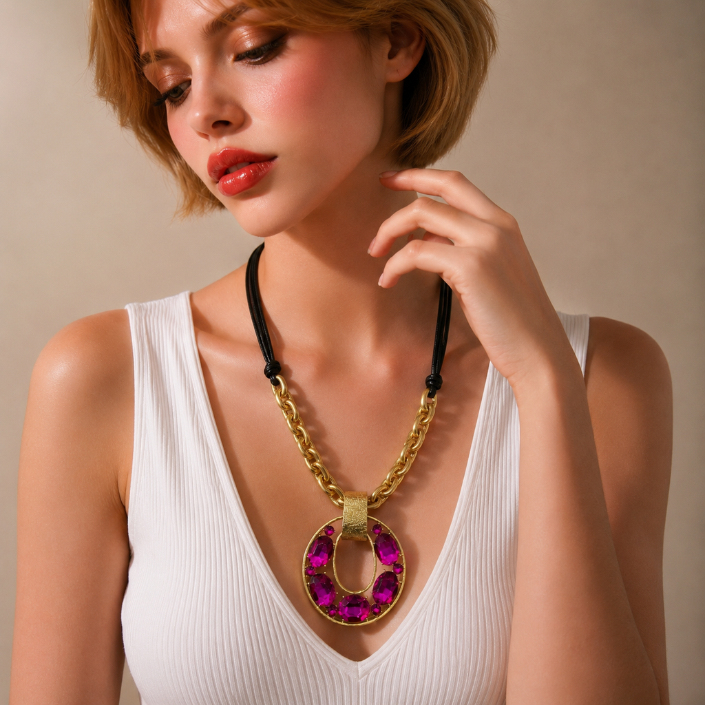 Necklace Sand Gold/Black Line