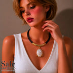 Necklace Sand Gold, Multi-strand Wax Cord, Black