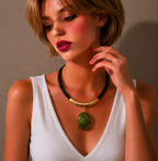 Necklace Sand Gold, Multi-strand Wax Cord, Black