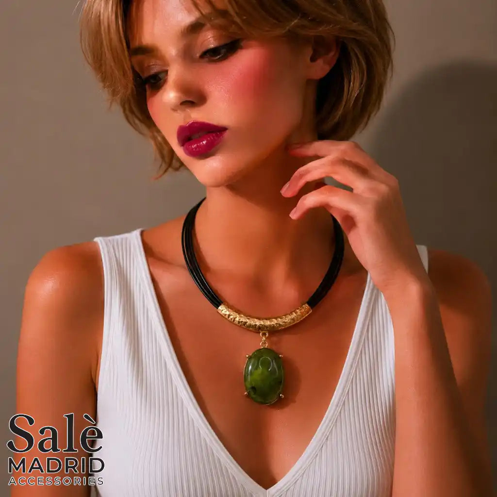 Necklace Sand Gold, Multi-strand Wax Cord, Black