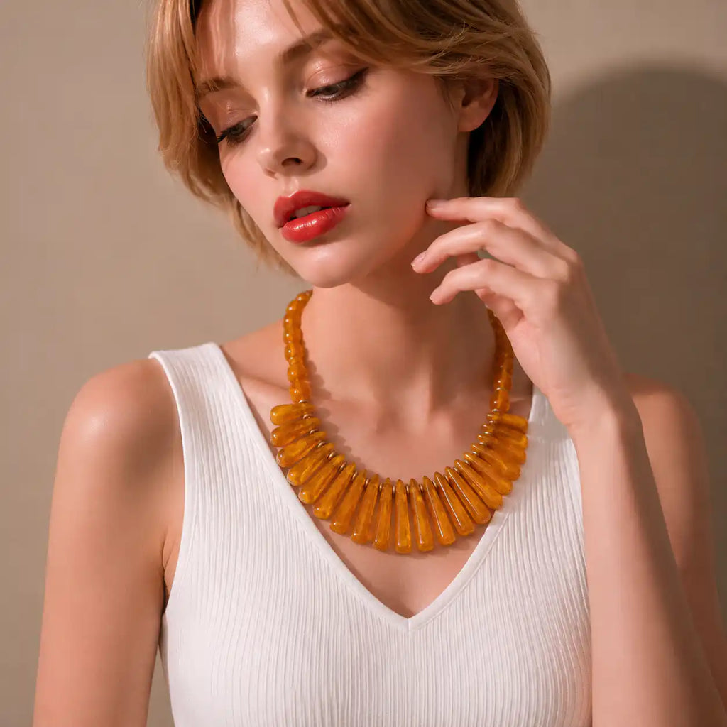 Necklace Sand Gold As Sample Ginger Yellow Resin 0174