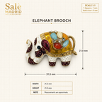 White Enamel Multicolor Elephant Brooch