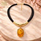Marbled Oval Hammered Collar Necklace