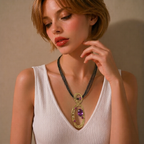 Necklace Medium KC Gold/Short Chain 6 Lines, 45Cm, Black Line