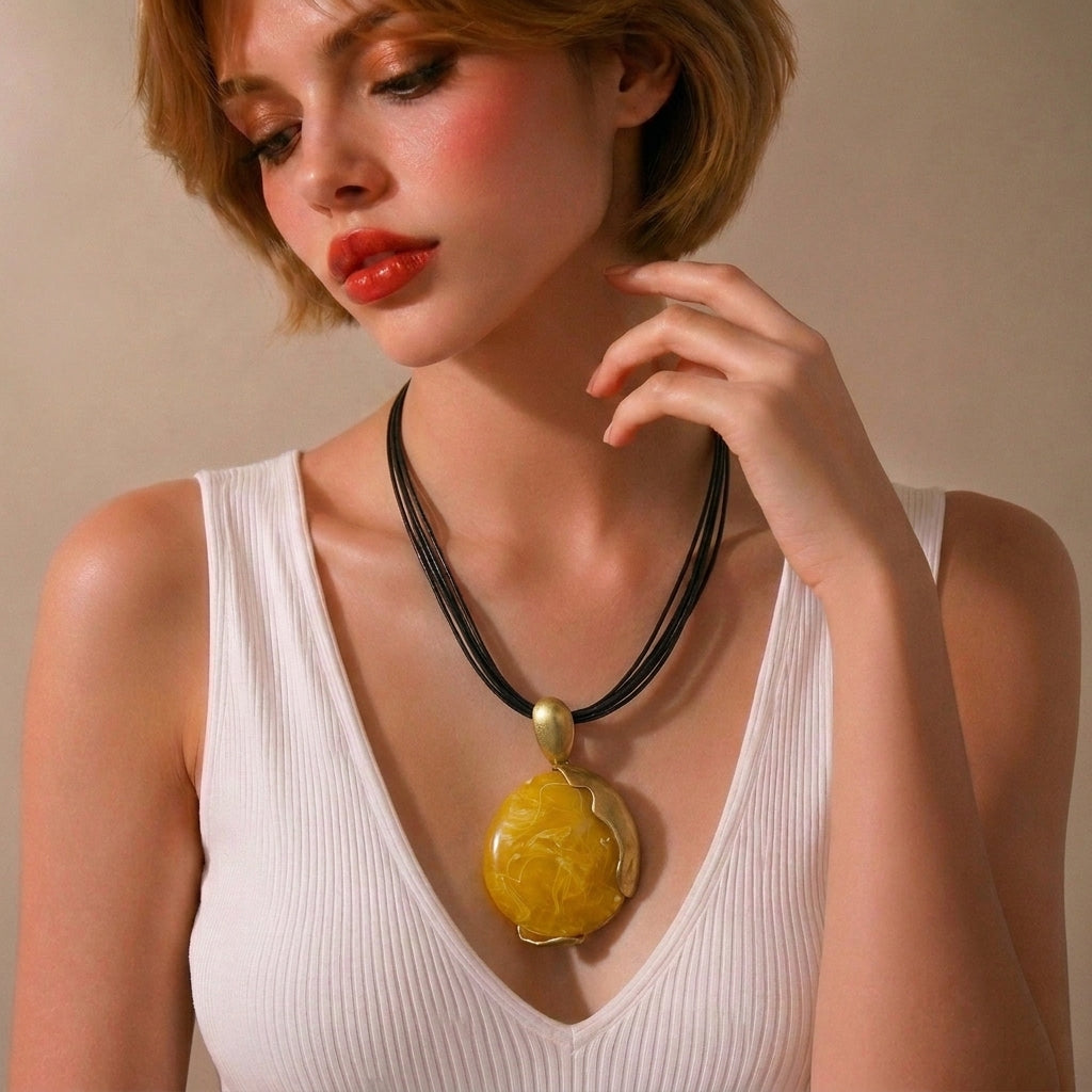Necklace Sand Gold/6 Black Lines