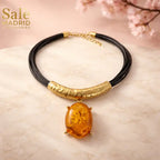 Necklace Sand Gold, Multi-strand Wax Cord, Black