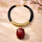 Necklace Sand Gold, Multi-strand Wax Cord, Black