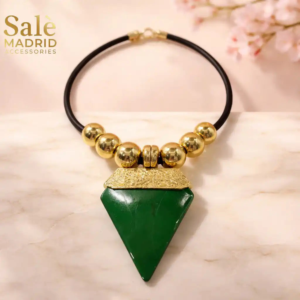 Necklace Medium KC Gold/Black Leather Cord Main image
