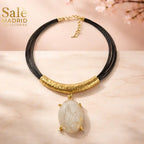 Necklace Sand Gold, Multi-strand Wax Cord, Black