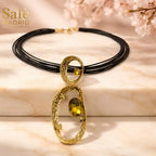 Necklace Medium KC Gold/Short Chain 6 Lines, 45Cm, Black Line