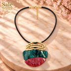 Green & Red Abstract Geometric Necklace