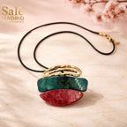NECKLACE GREEN AND RED 00909