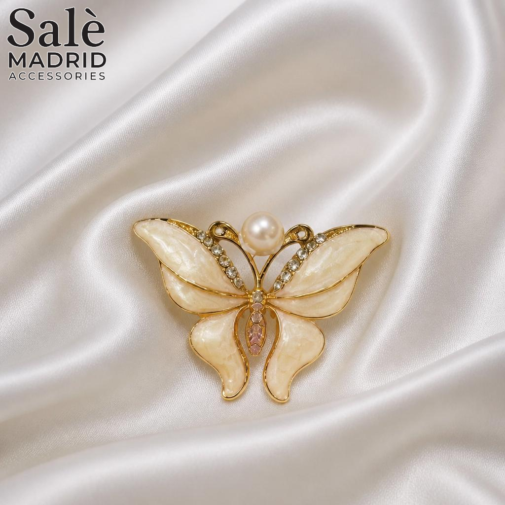 BROOCH WHITE ENAMEL BUTTERFLY Main image