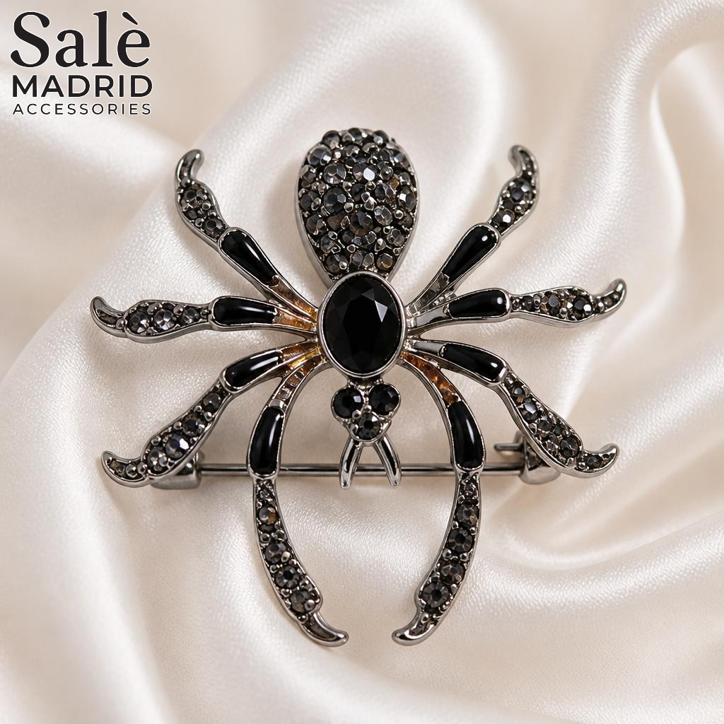 BROOCH BLACK CRYSTAL SPIDER Main image
