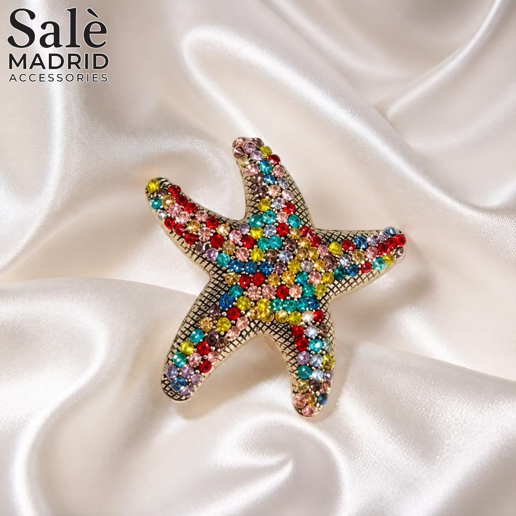BROOCH RAINBOW CRYSTAL STARFISH Main image