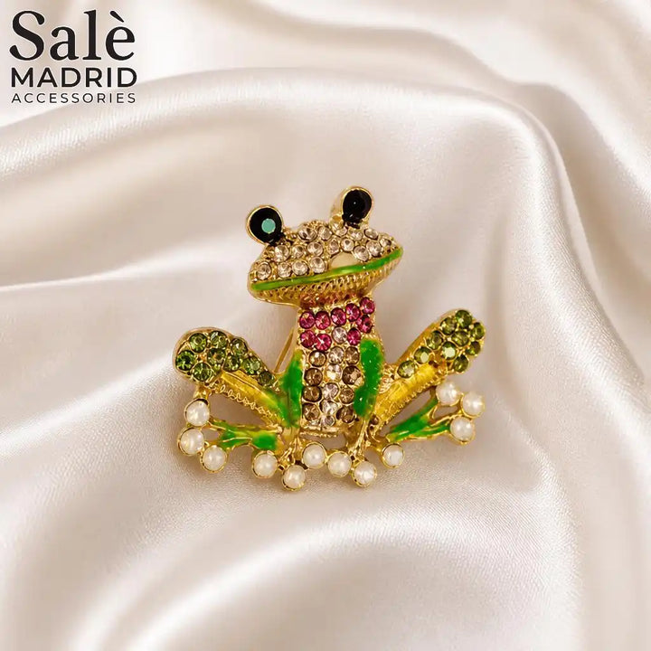 BROOCH CUTE JEWELD FROG