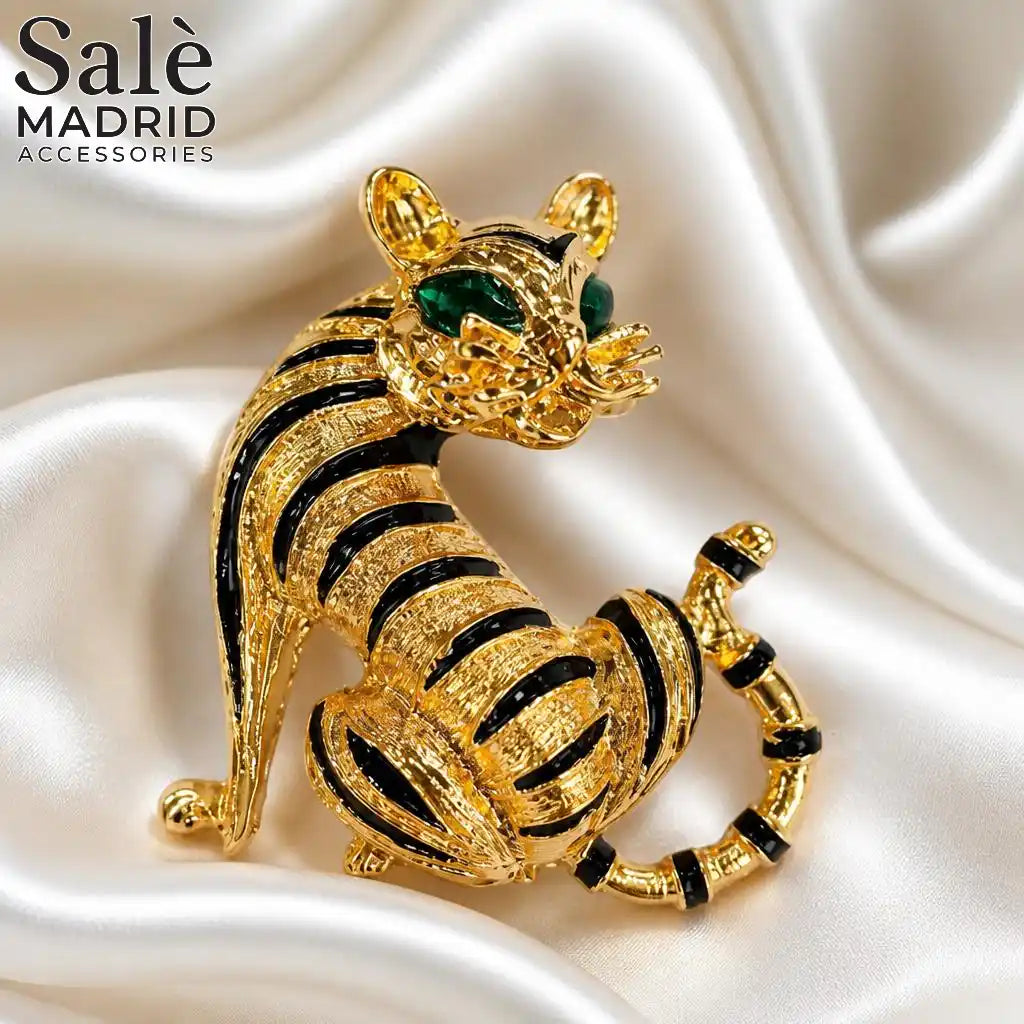 BROOCH  GOLD TIGER CAT