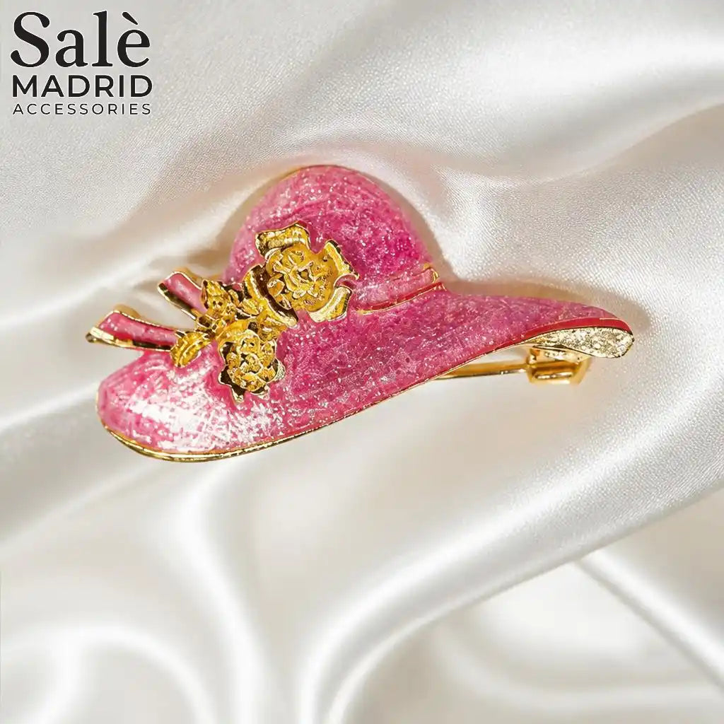 BROOCH PINK GLITTER HAT