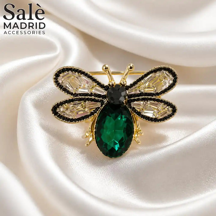Emerald Crystal Bee Brooch