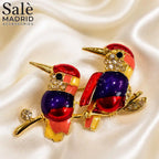 Multicolor Woodpecker Duo Brooch