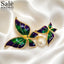 BROOCH GREEN PURPLE ENAMEL BUTTERFLY