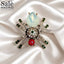 BROOCH COLOR SPIDER OPAL TEARDROP RED CRYSTAL GREEN