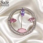 BROOCH CIRCLE BAGUETTE LEAF