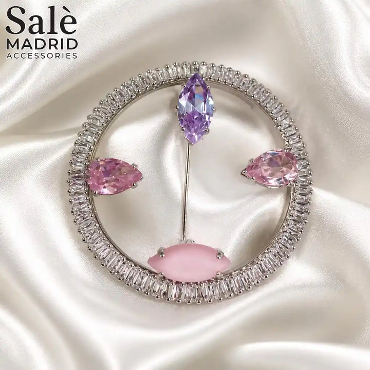BROOCH CIRCLE BAGUETTE LEAF