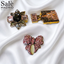 SET BROOCH+BUTTON CLIPS 3 PCS PINK BOW STAR PERFUME BOTTLE PINK