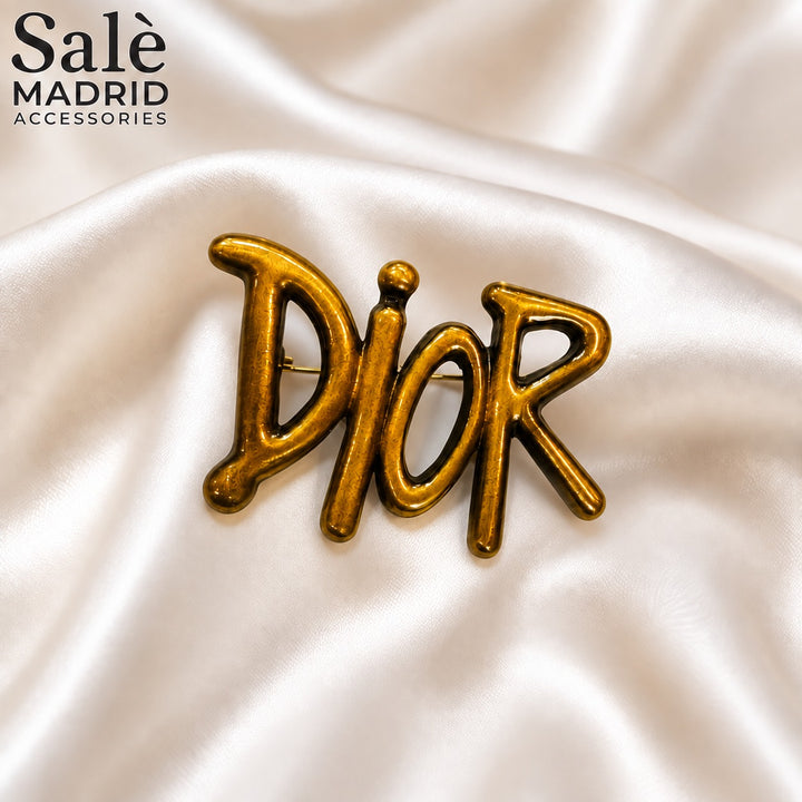 BROOCH DIOR LOGO BUBBLE GOLD