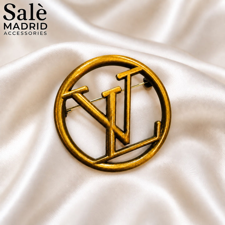 BROOCH LV LOGO CIRCLE LOGO ROUND