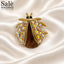 Brooch Bettle Honey Ab Stones