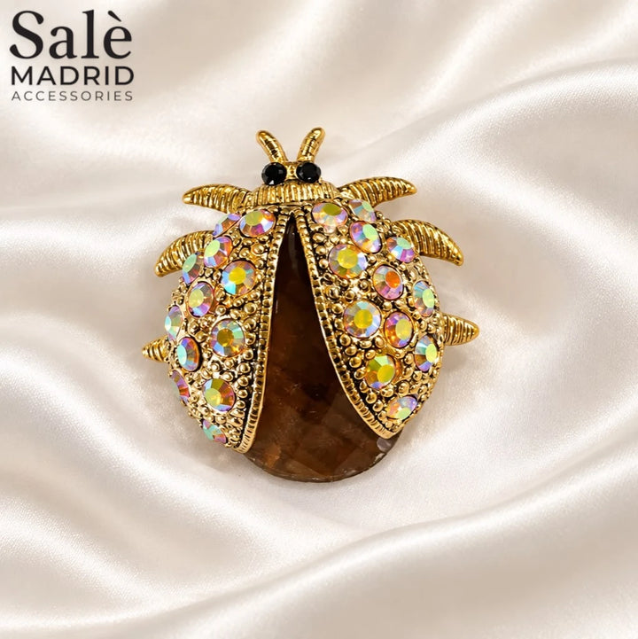Brooch Bettle Honey Ab Stones