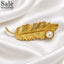 Brooch Feather Gold Large Pearl