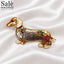 Brooch Dog Dachshund Flower Enamel