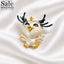 Brooch Owl White Gold Closed Eye
