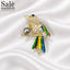 Brooch Bird Silver Color Tail Pearl