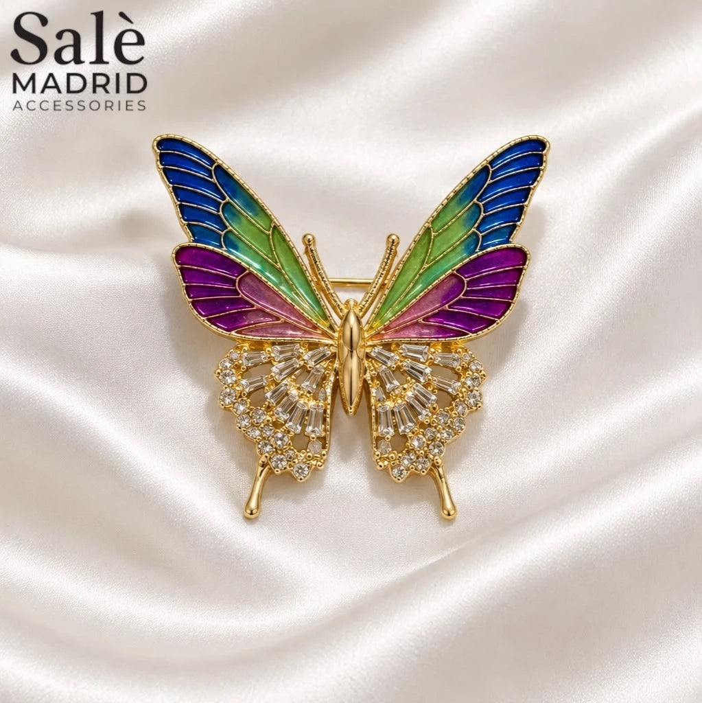 Brooch Butterfly Enamel Baguette Gold الصورة الرئيسية
