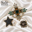 Brooch Set 3 Emerald Pearl Snowflake +Star Navy Pave + Cluster Pearl