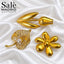 Brooch Set Tulip Matte Gold + Leaf Mesh Pearl + Flower Bubble Gold