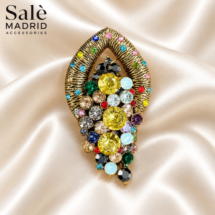 BROOCH LIPS GOLD TEXTURED MULTICOLOR