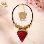 Necklace Medium KC Gold/Black Leather Cord