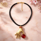 Necklace Sand Gold/Short Chain, 45CM+6 Black Lines
