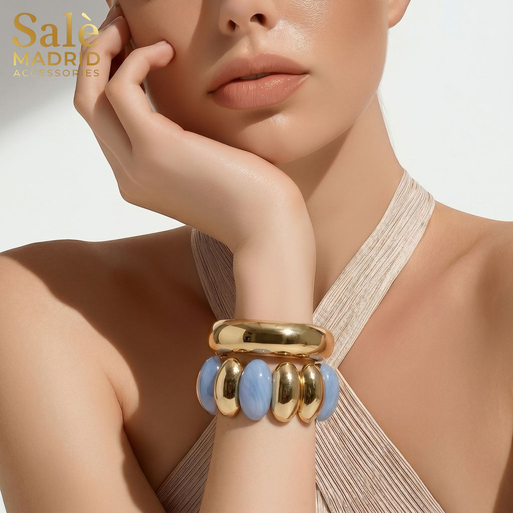 Bracelet set gold and blue 00769