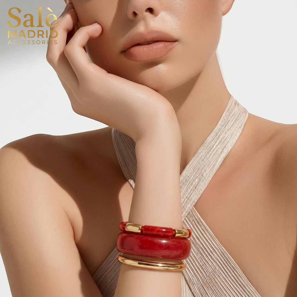 Bracelet set wine red773