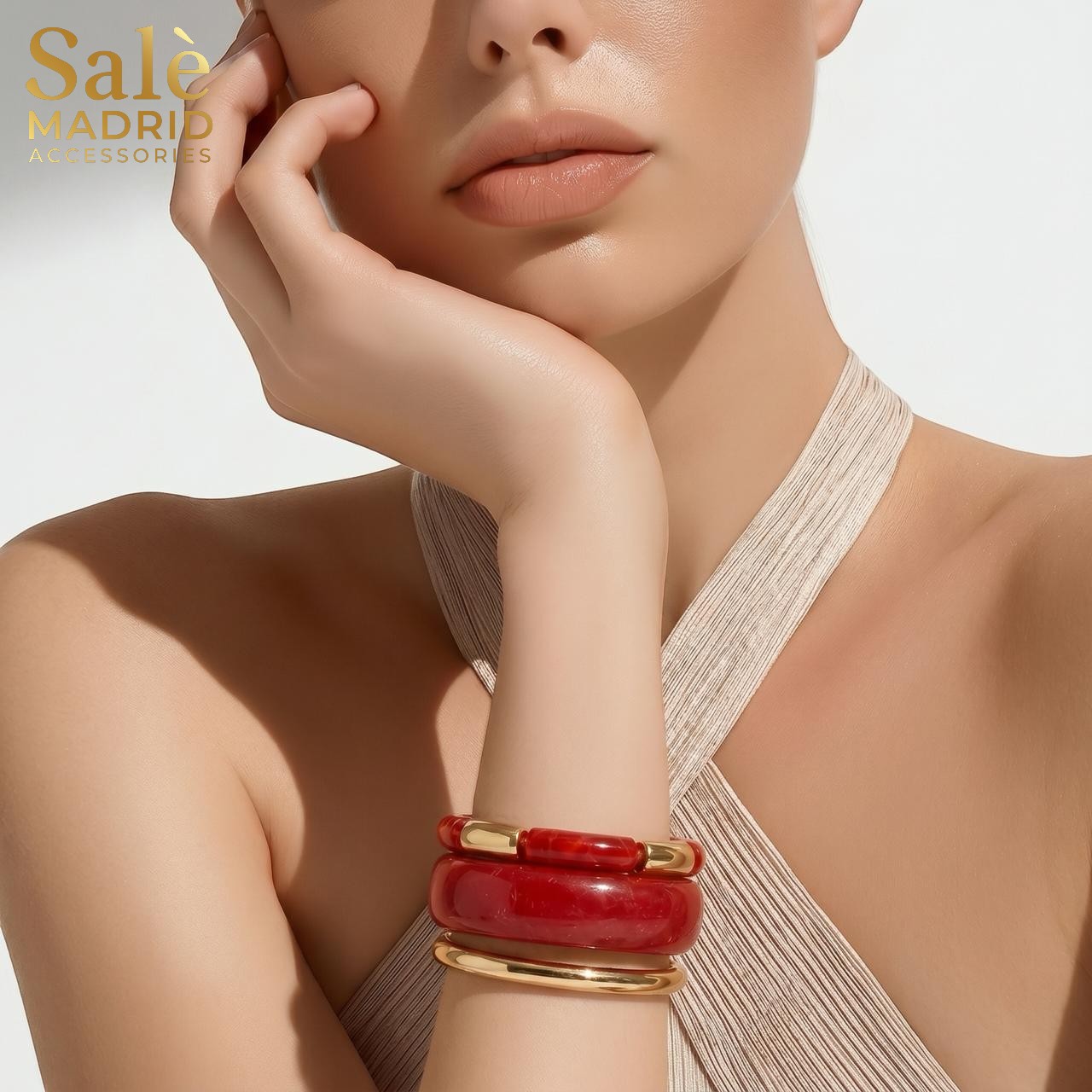 Bracelet set wine red773