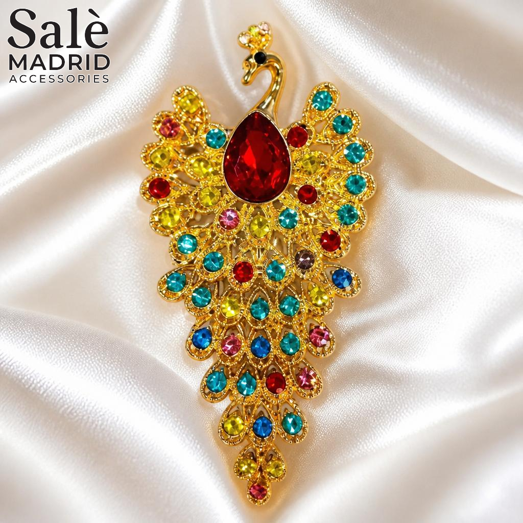Brooch Multicolor Peacock Secondary image